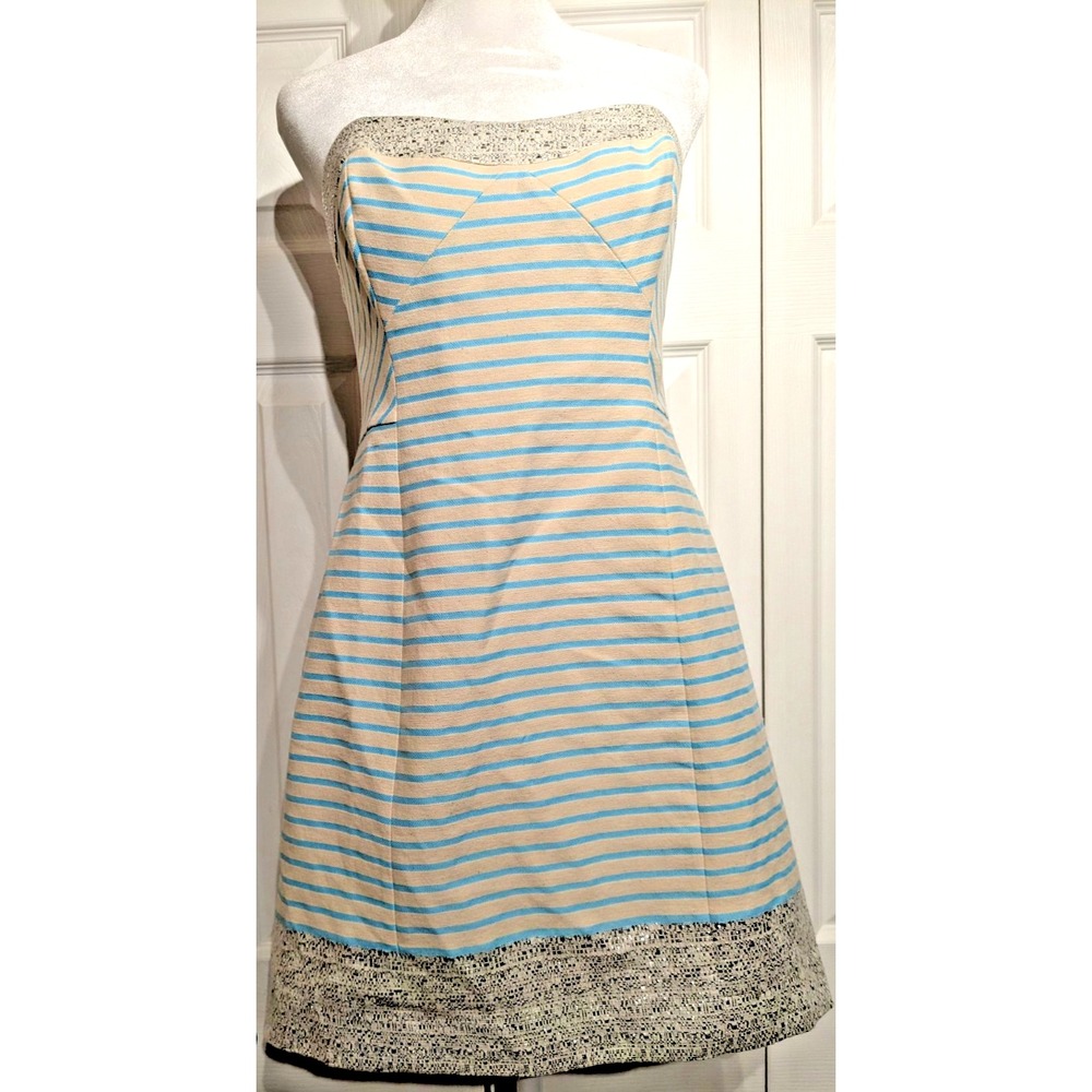 NEW Lilly Pulitzer Sz 10 Remi Dress Blue Horizon Bayview Stripe Metallic W/Strap